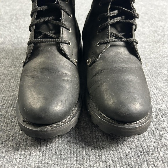 Harley Davidson Boots Womens Size 5.5 Black Leather Lace Up Moto Combat Zip 4070 - Picture 3 of 9